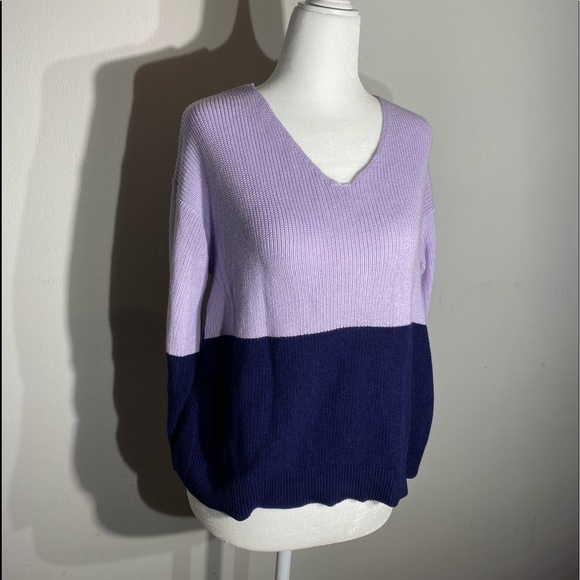 Henny & Paulie Sweaters - navy and purple knit sweater